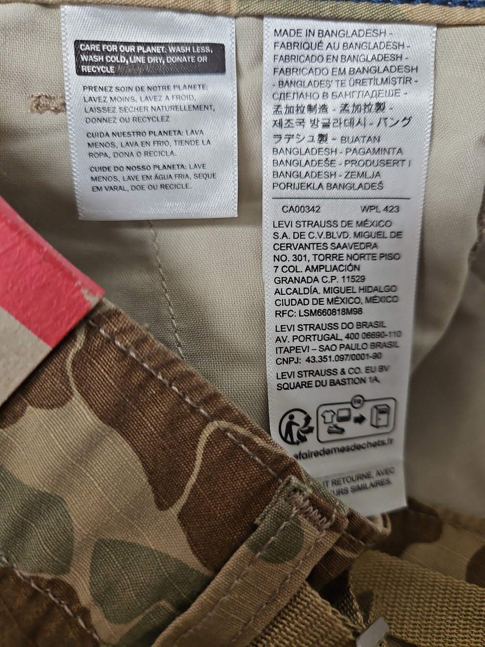 Levi's Men's XX Cargo Baggy Pants Camo Size 30x32 100% Cotton NWT - Picture 10 of 10